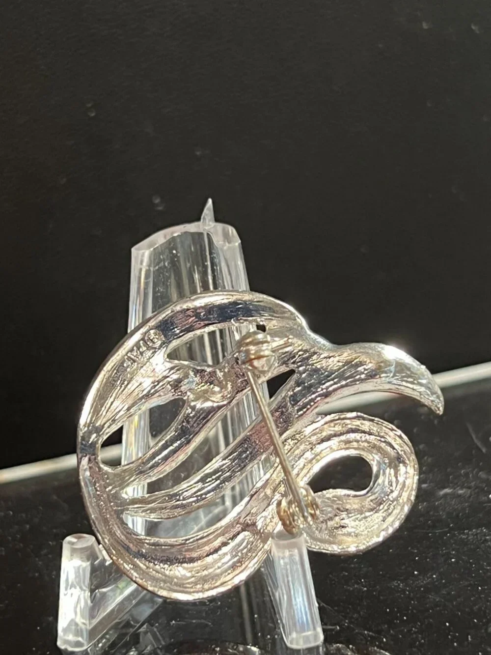 Silvertone Swan Rhinestone Brooch Pin Vintage Collectible (475)